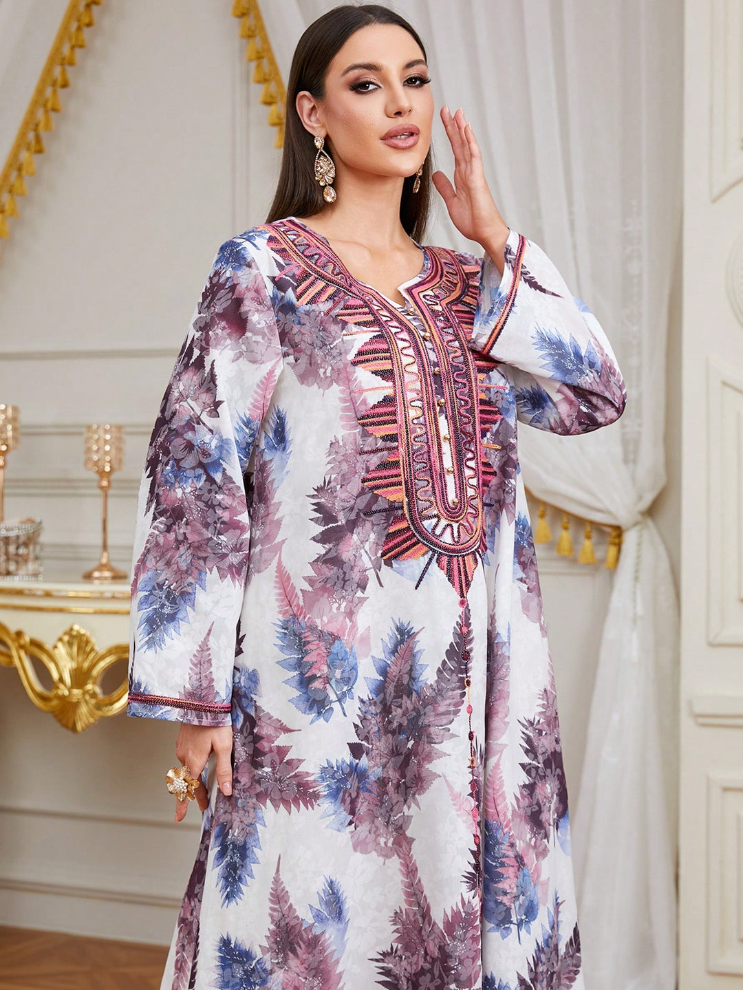 Set caftan și jalabiya SHEIN, mov
