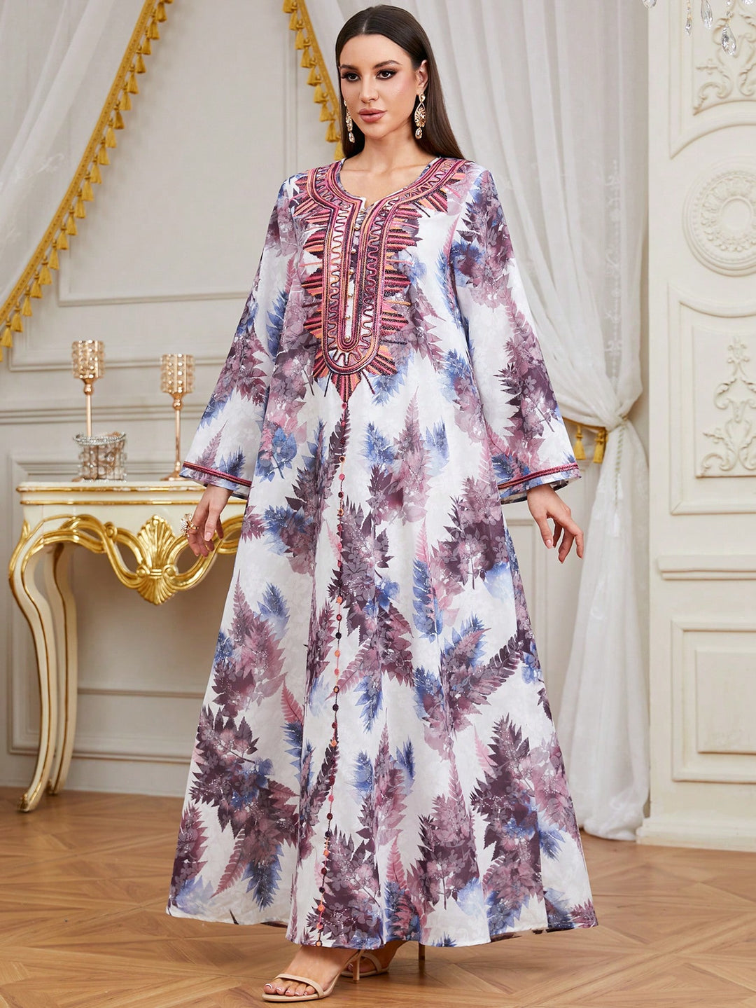 Set caftan și jalabiya SHEIN, mov