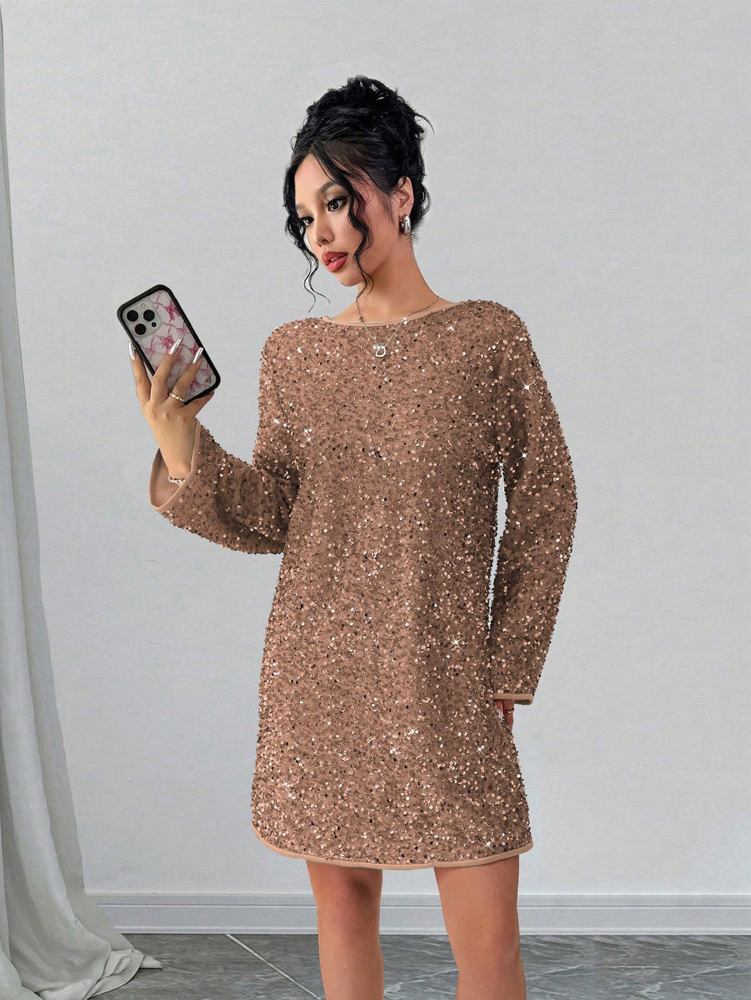 Rochie mini SHEIN, kaki