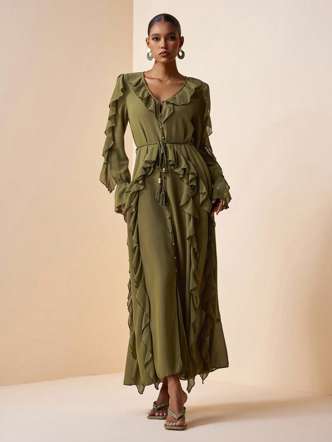 Rochie maxi SHEIN, kaki