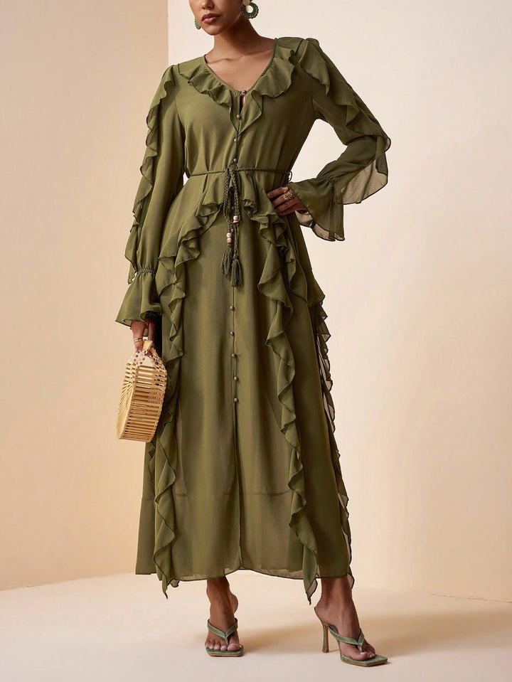 Rochie maxi SHEIN, kaki