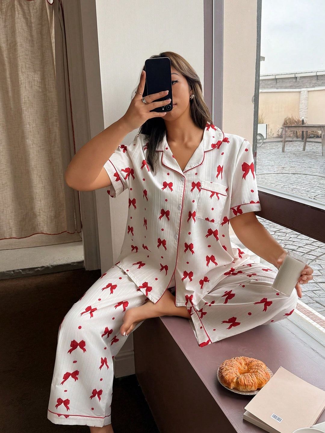 Set pijamale SHEIN, roșu