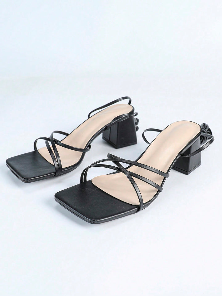 Sandale cu toc SHEIN, negru