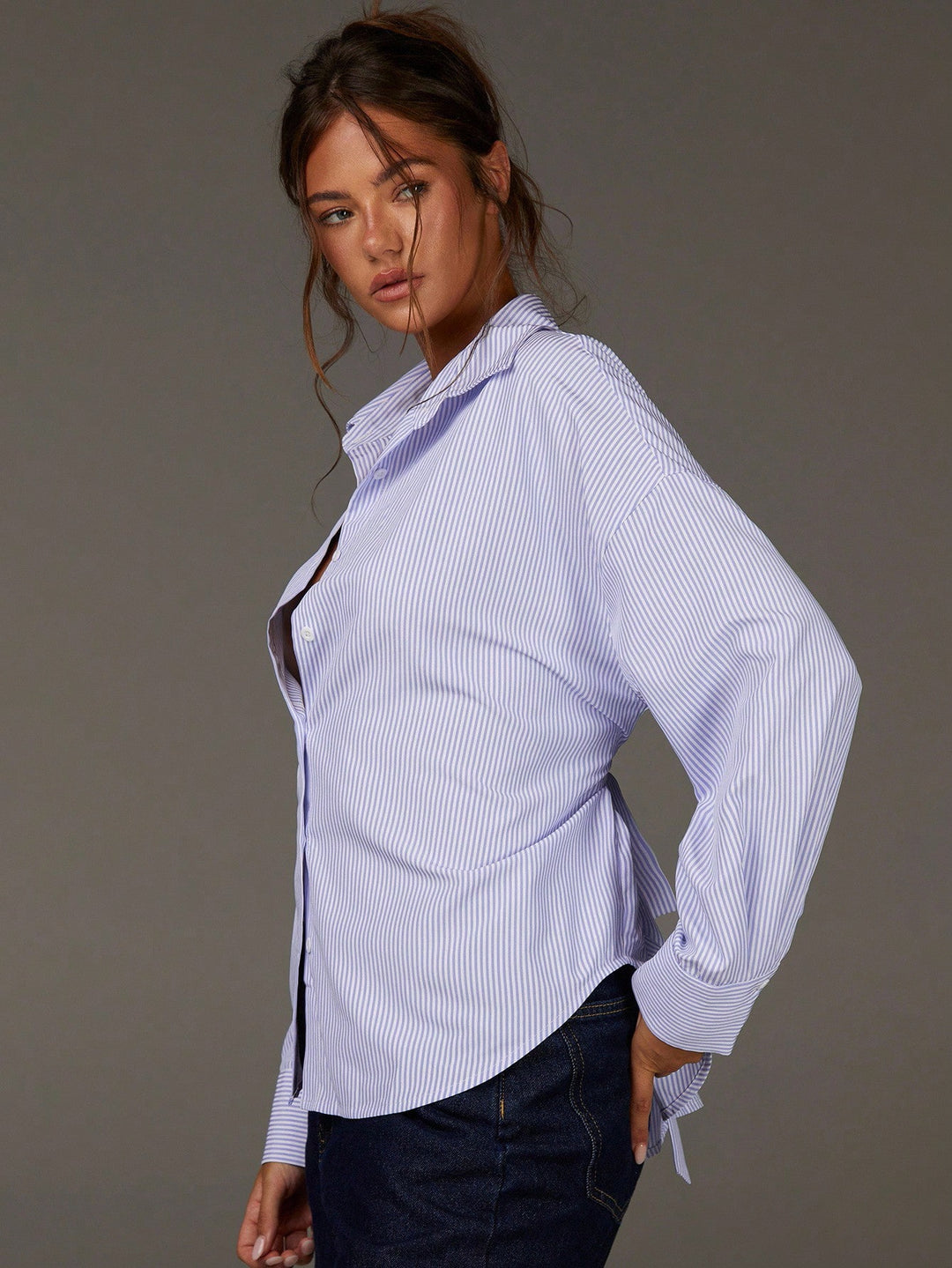 Tricou tip cămașă SHEIN, mov