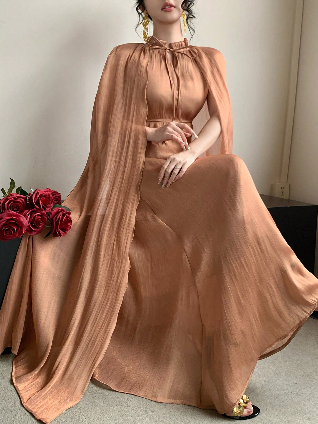 Rochie maxi SHEIN, auriu