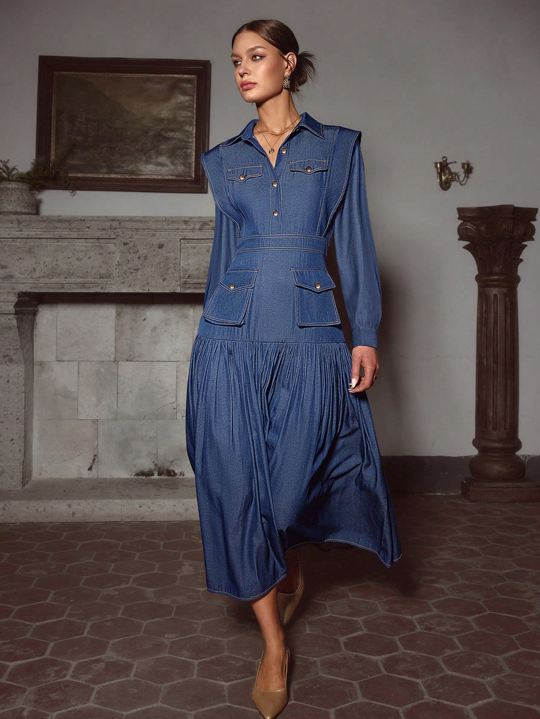 SHEIN maxi ruha, kék