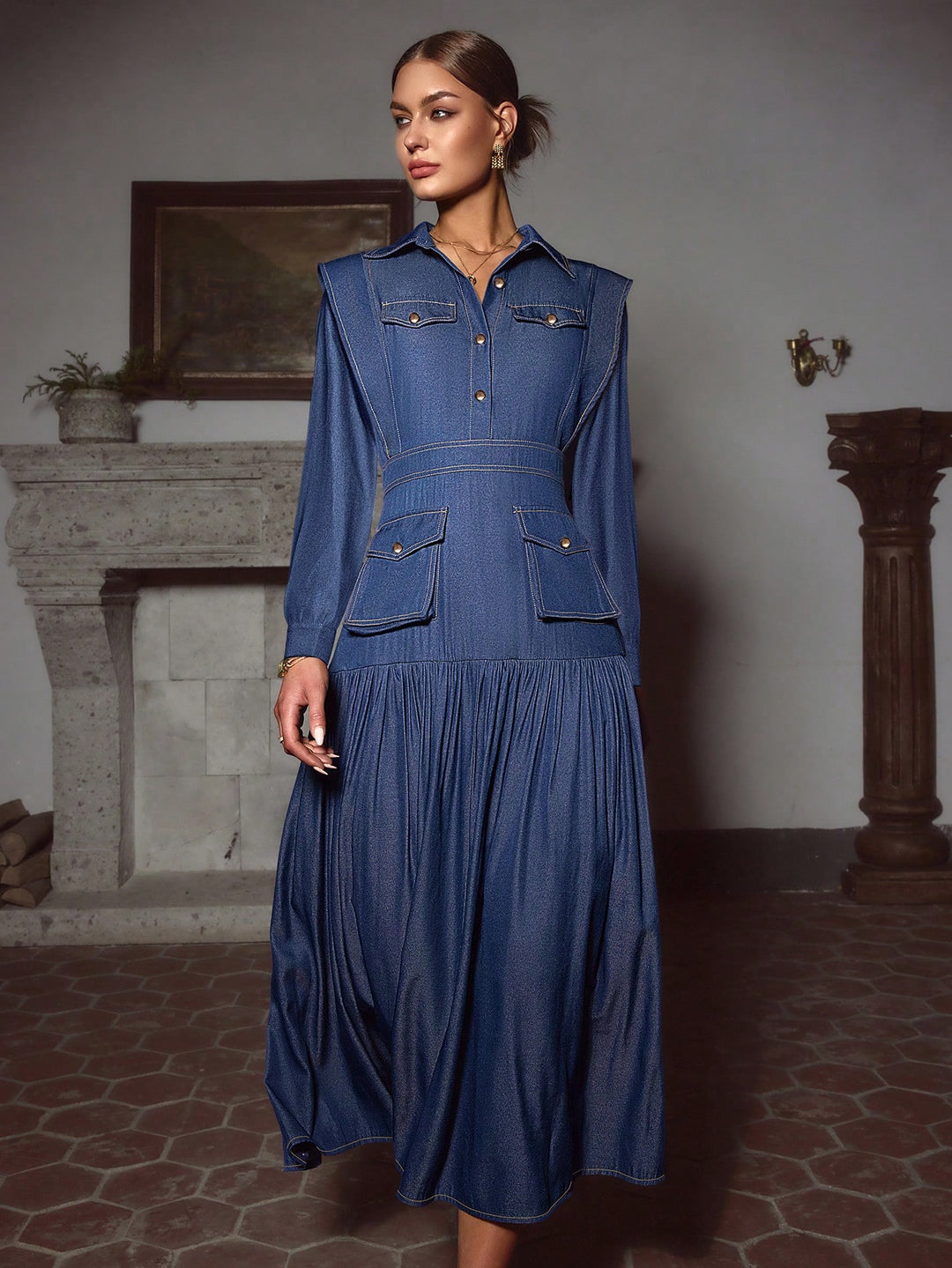 SHEIN maxi ruha, kék