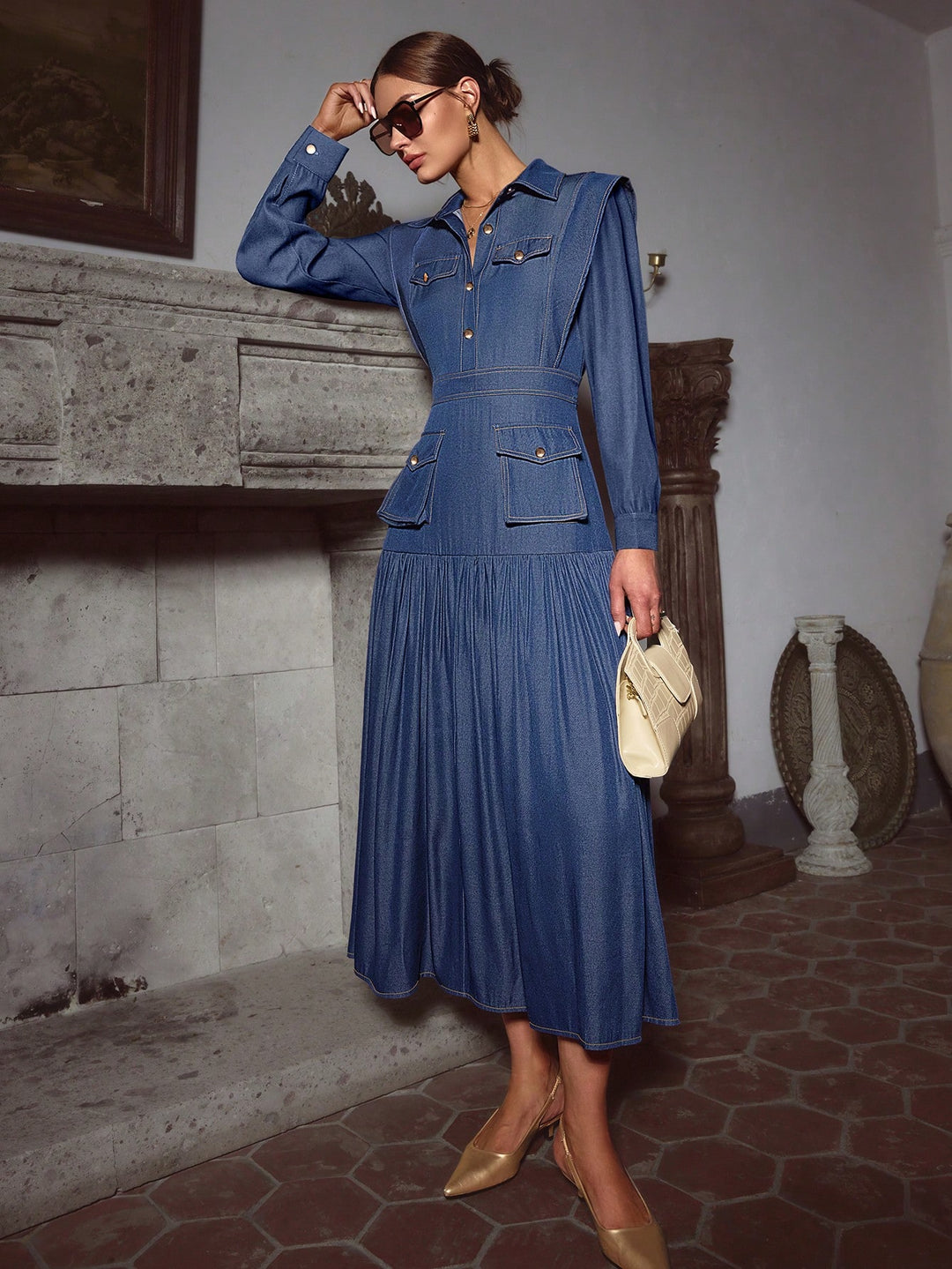 SHEIN maxi ruha, kék