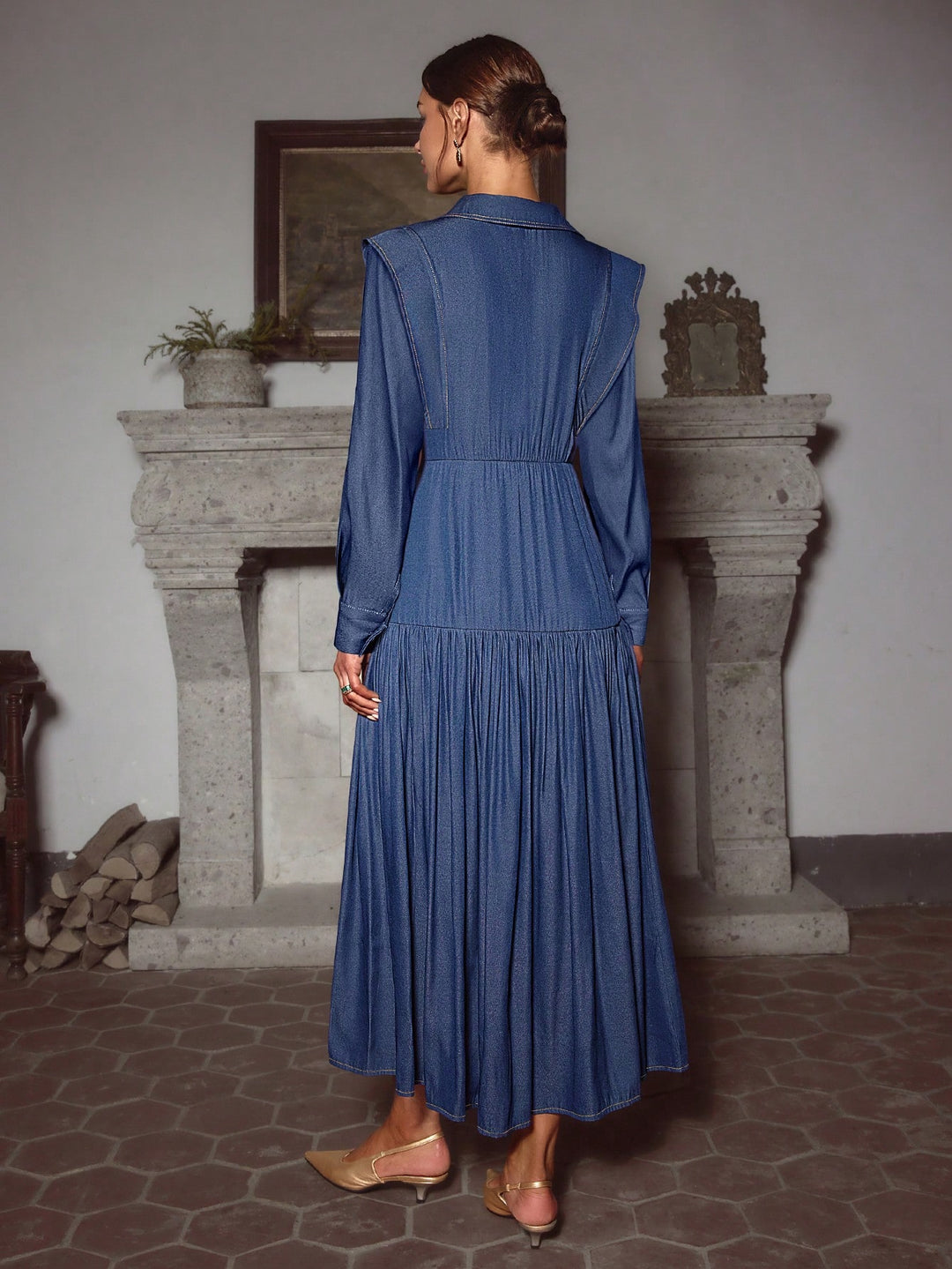 SHEIN maxi ruha, kék