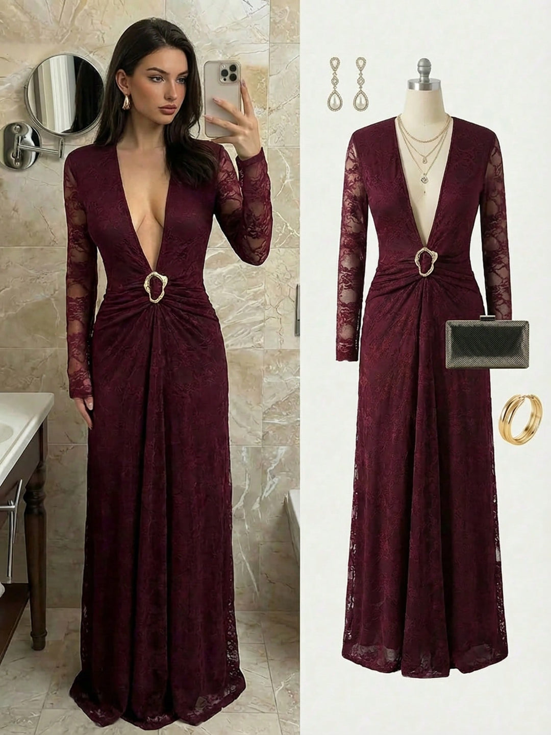 Rochie maxi SHEIN, vișiniu