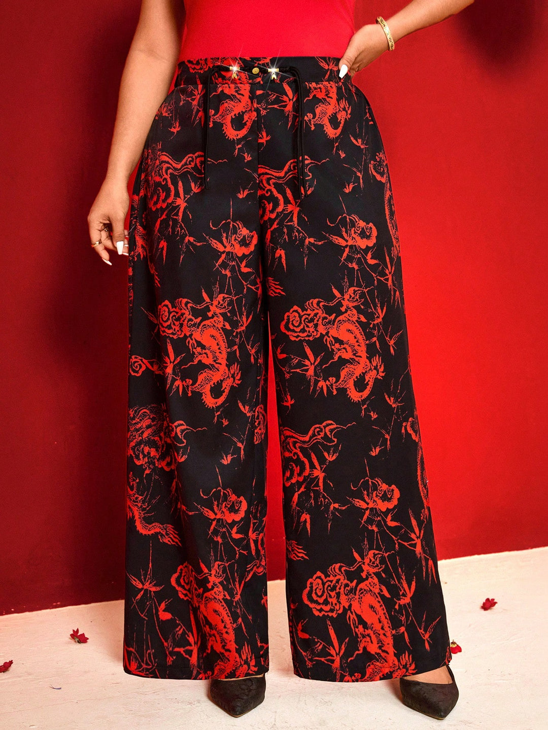 Pantaloni SHEIN, roșu