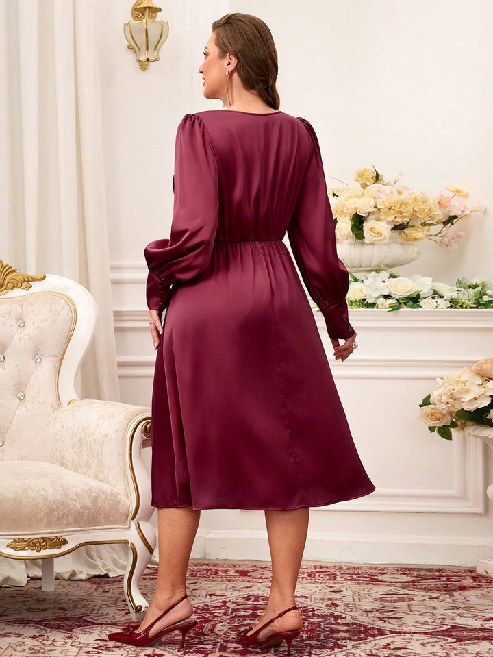 SHEIN bordó midi ruha