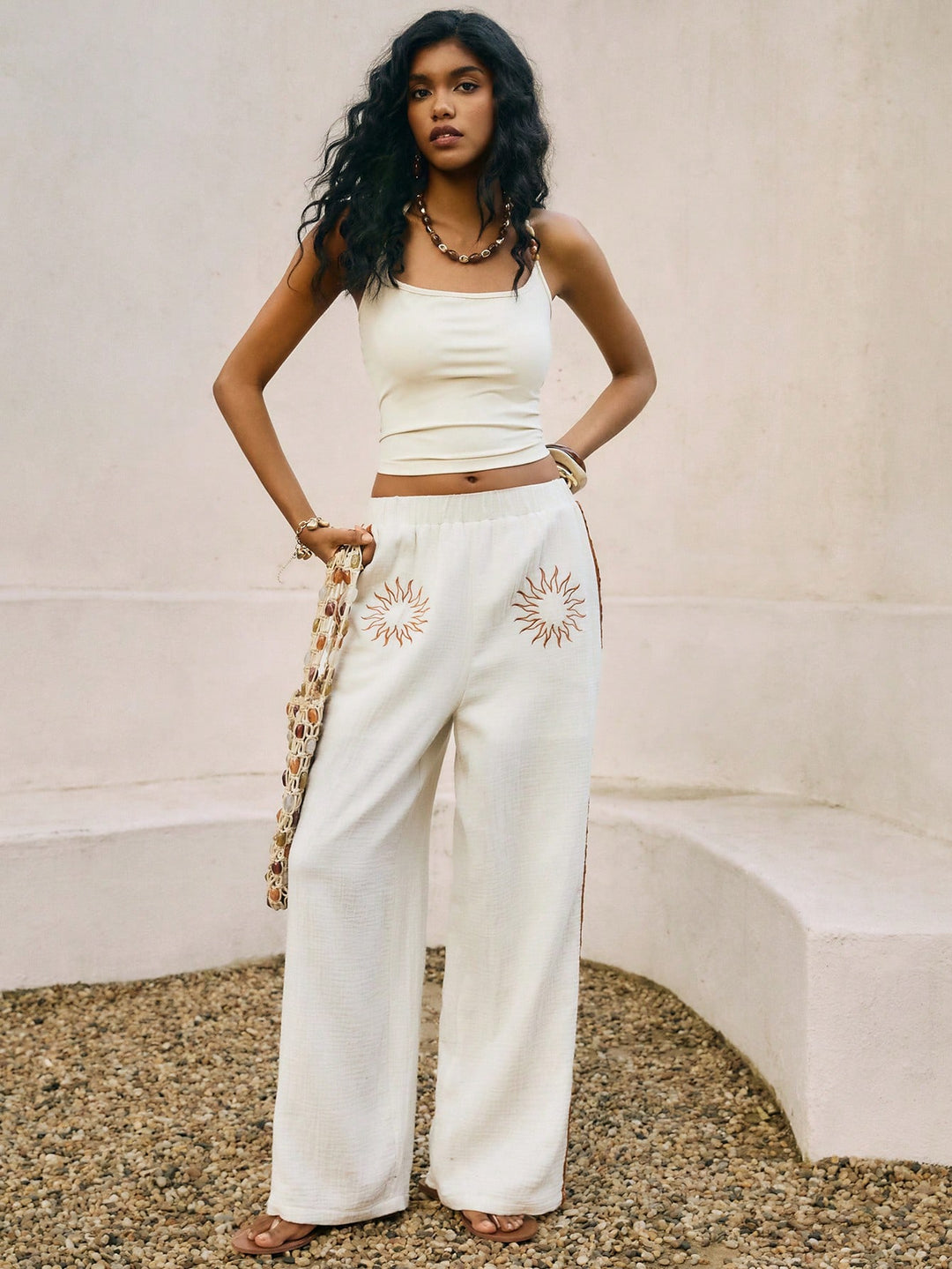 Pantaloni SHEIN, alb