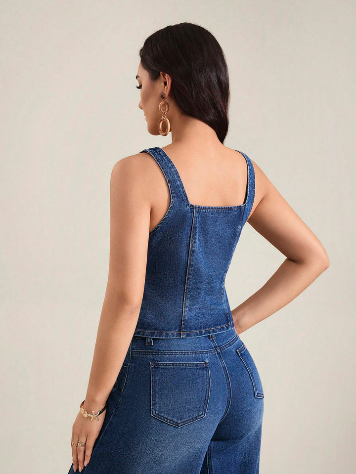 Vesta denim SHEIN, albastru