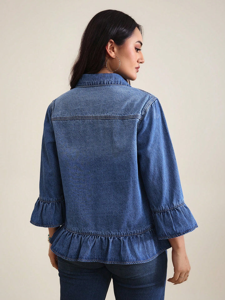 Jachetă din denim SHEIN, albastru