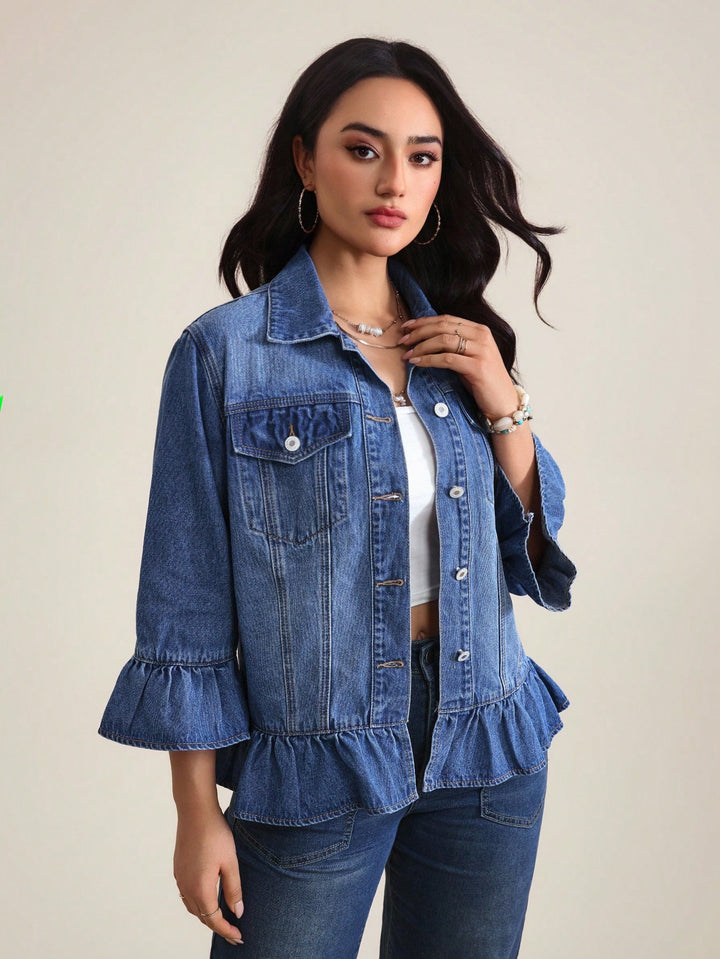 Jachetă din denim SHEIN, albastru