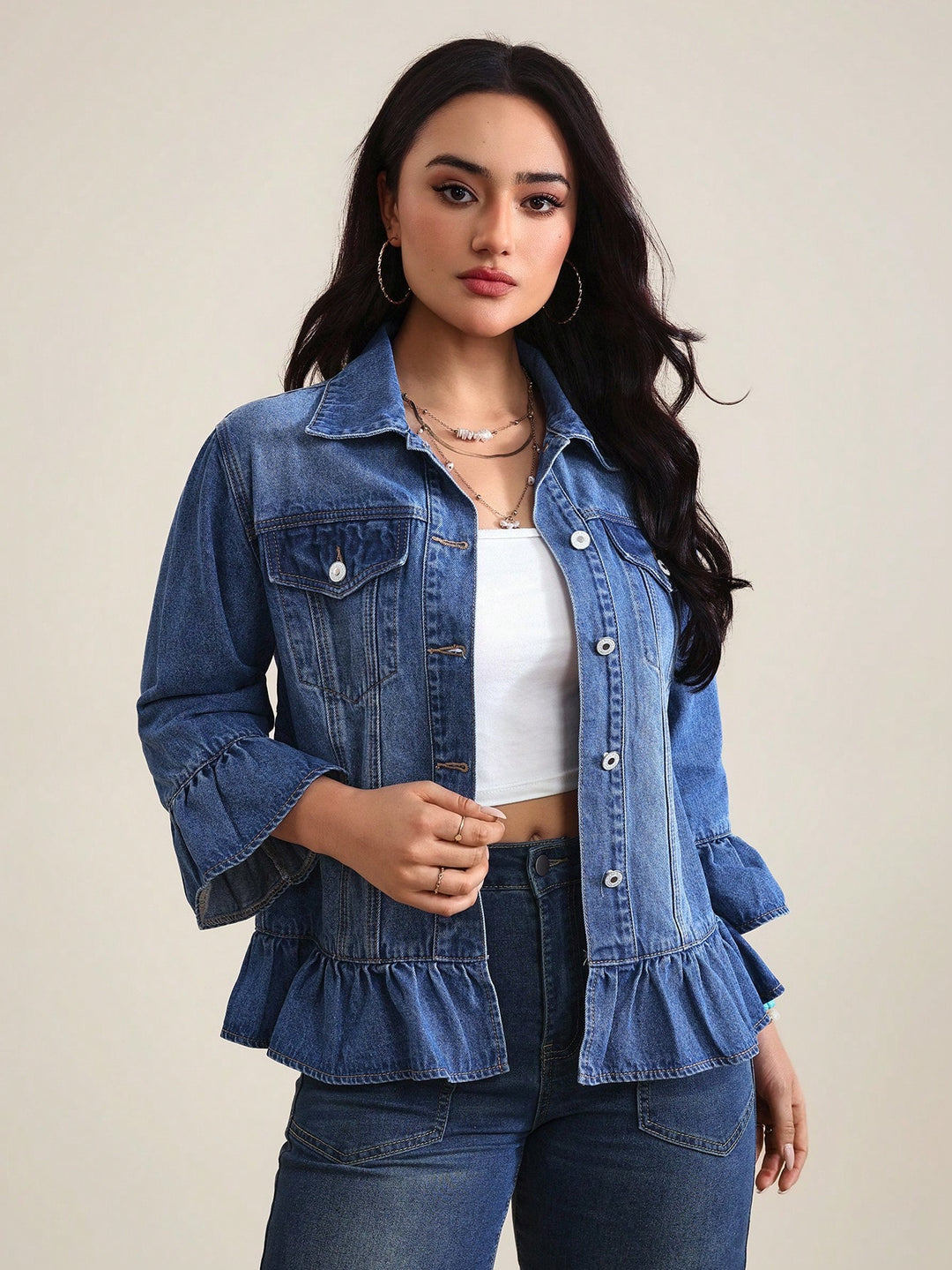 Jachetă din denim SHEIN, albastru