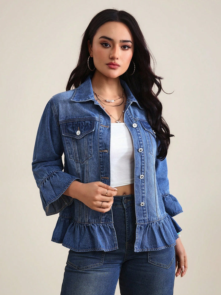 Jachetă din denim SHEIN, albastru