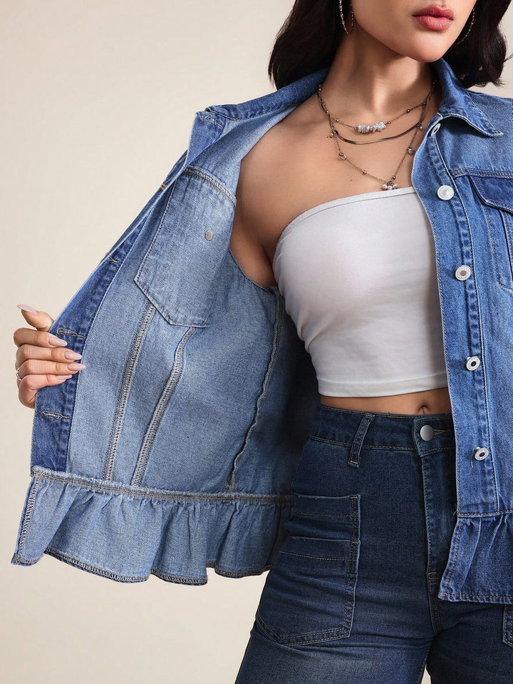 Jachetă din denim SHEIN, albastru