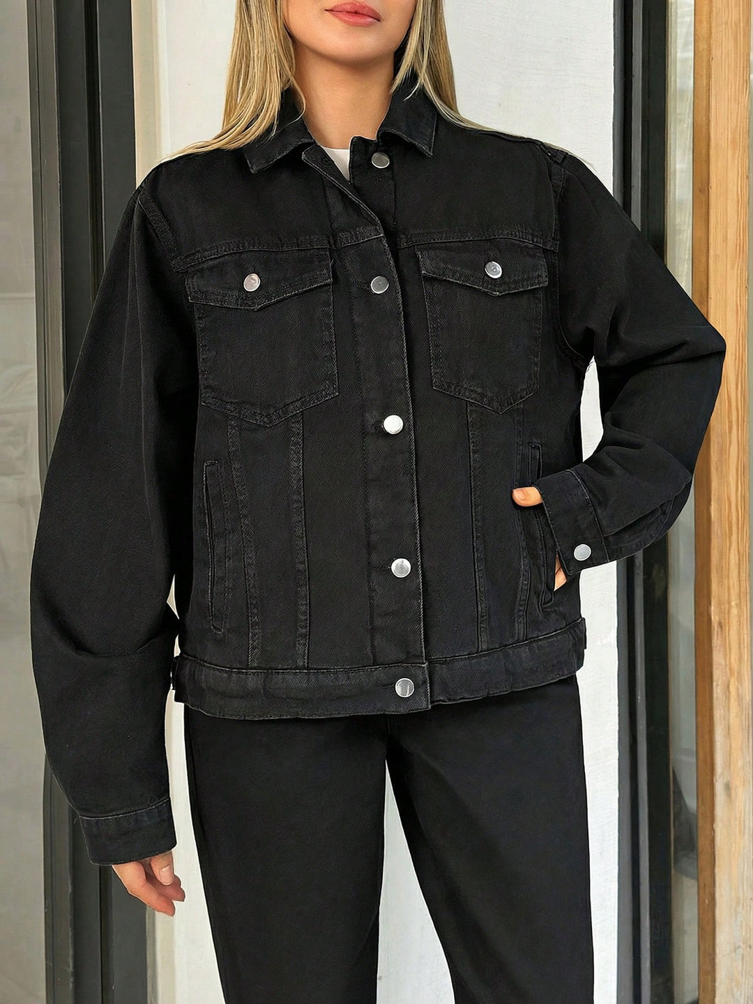 Jachetă denim SHEIN, negru