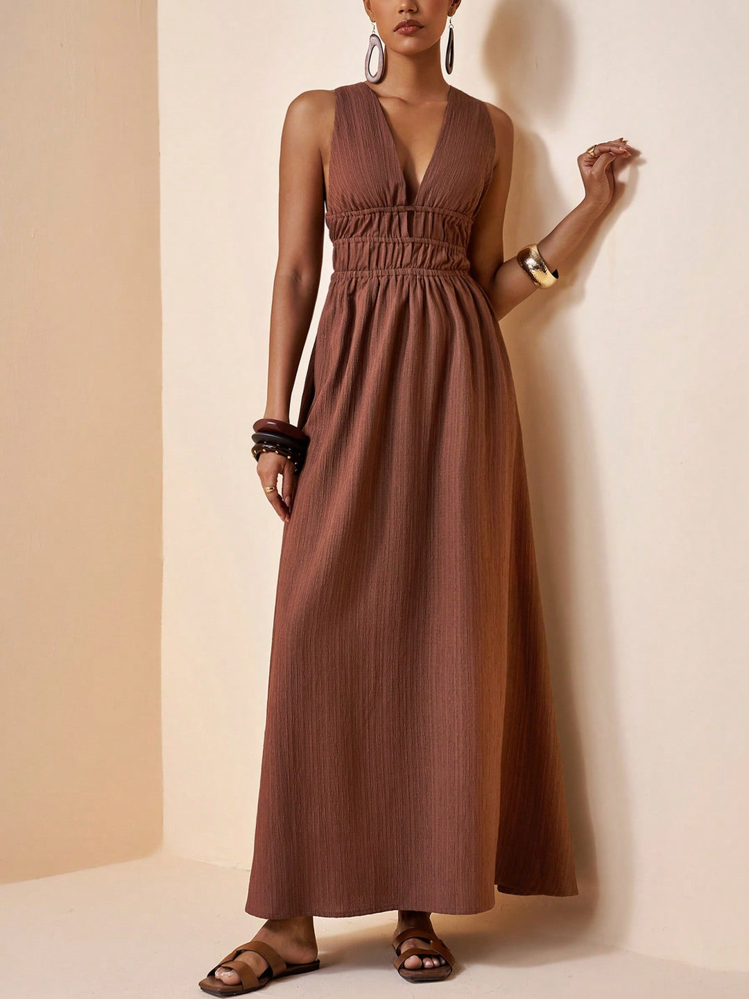 Rochie maxi SHEIN, maro