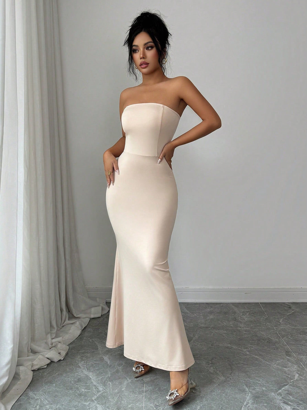 Rochie maxi SHEIN, bej