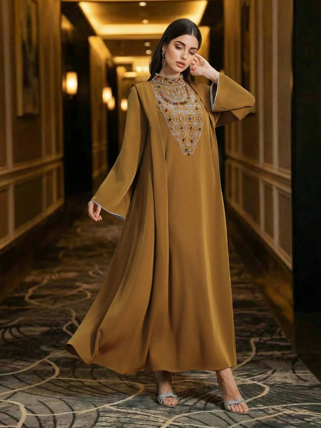 Rochie maxi SHEIN, kaki