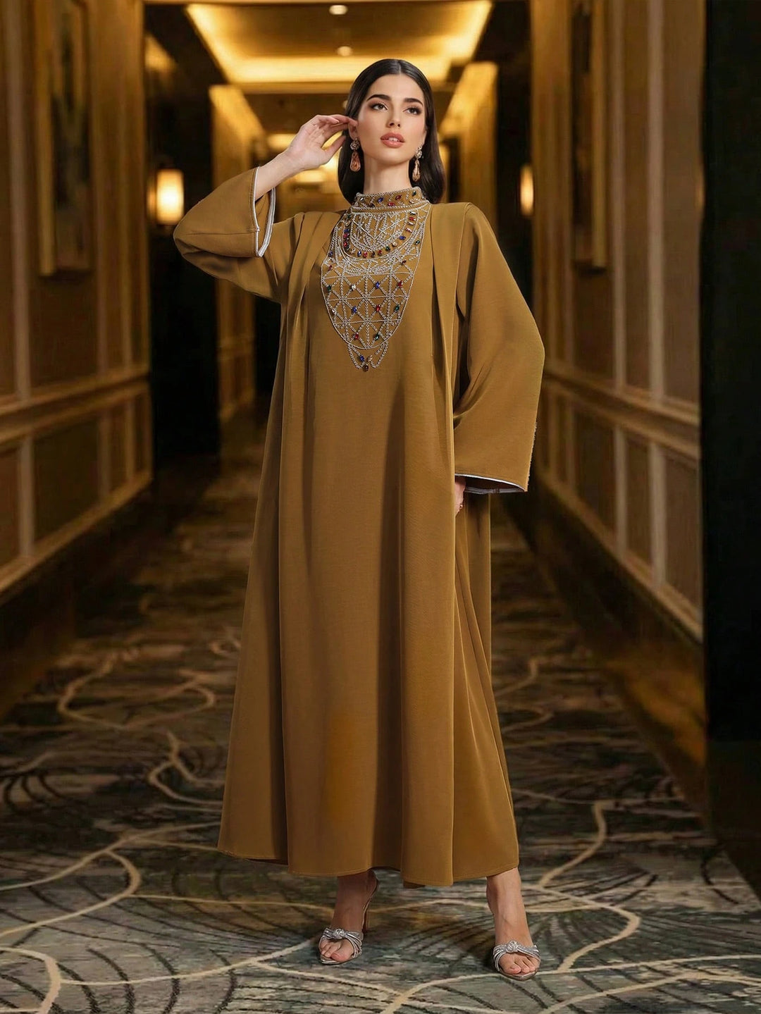 Rochie maxi SHEIN, kaki