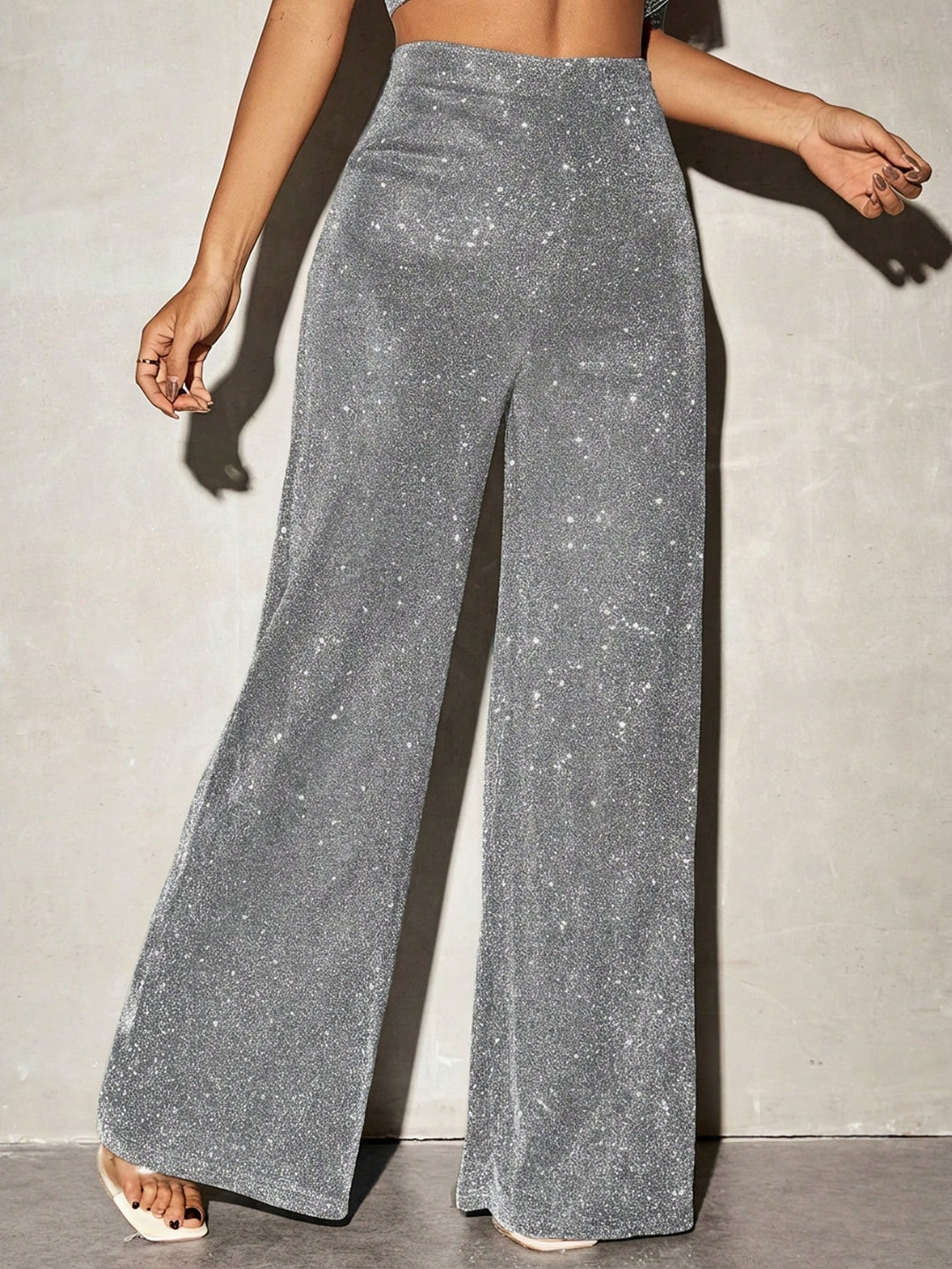 Pantaloni SHEIN, argintiu