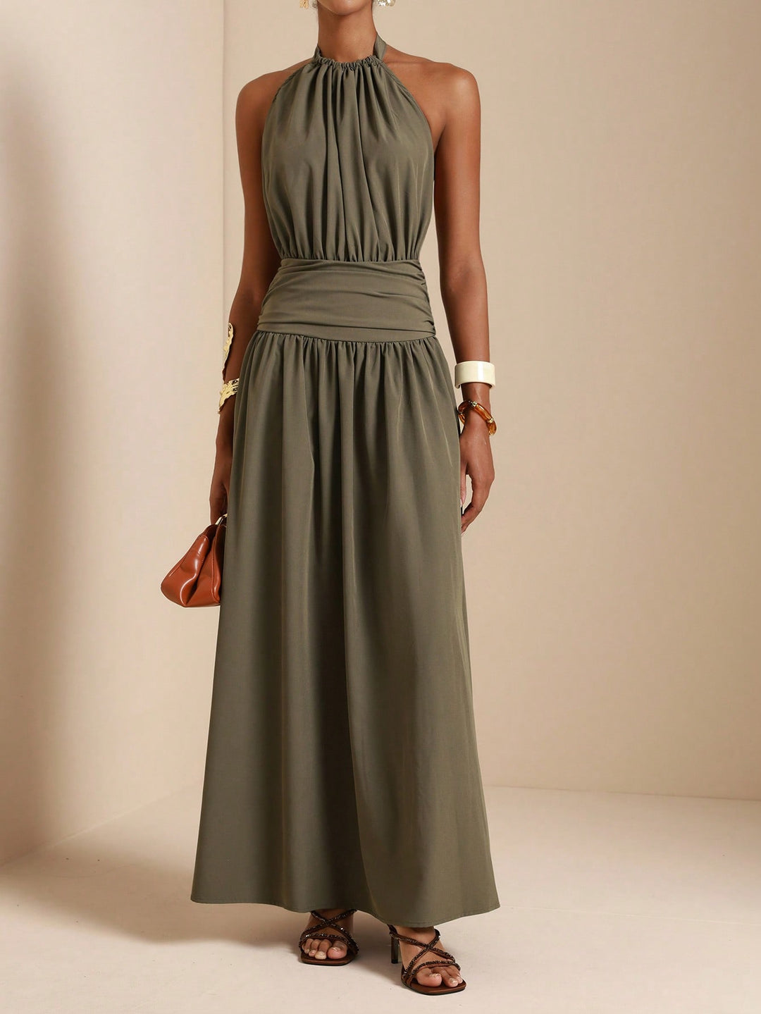Rochie maxi SHEIN, kaki