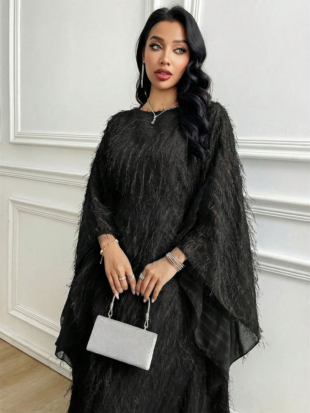 Set caftan și jalabiya SHEIN, negru