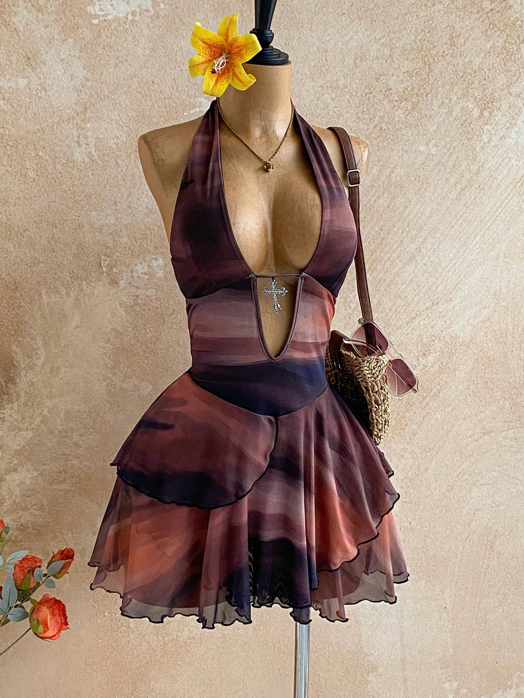Rochie mini SHEIN, maro