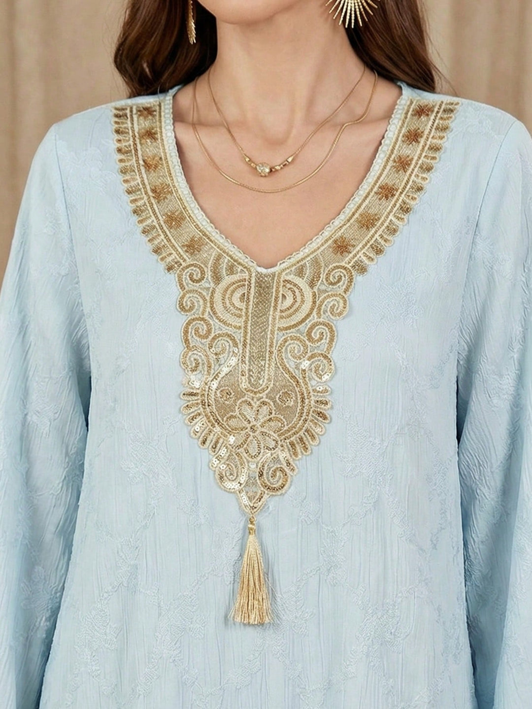 Set caftan și jalabiya SHEIN, albastru