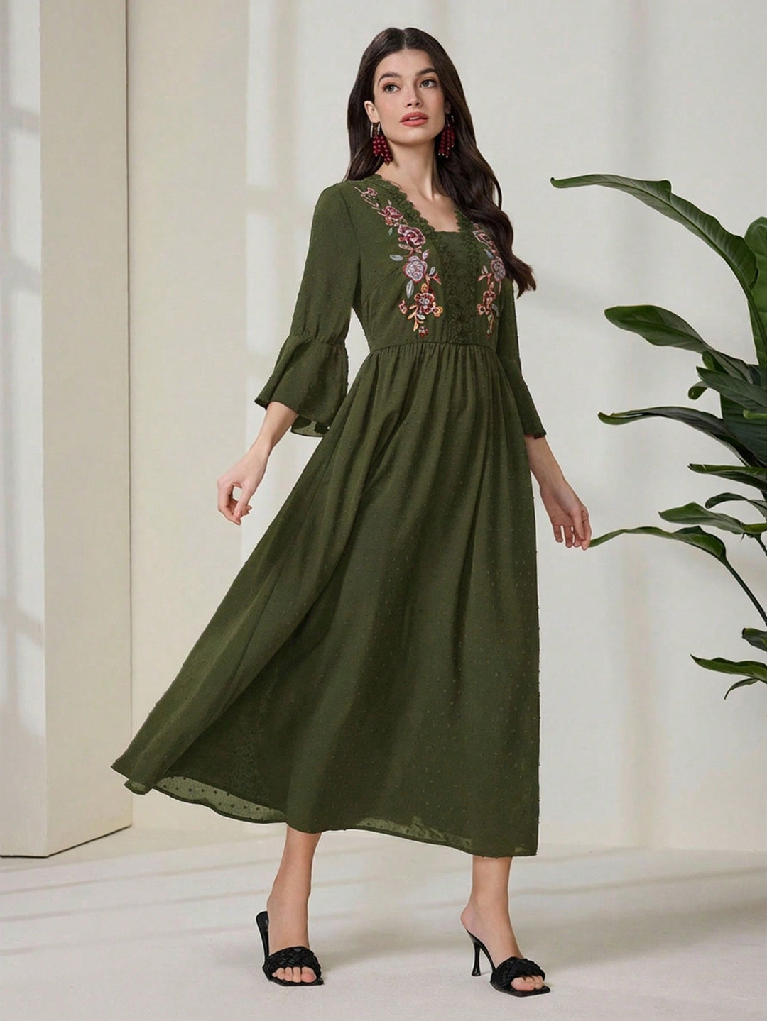 Rochie maxi SHEIN, kaki