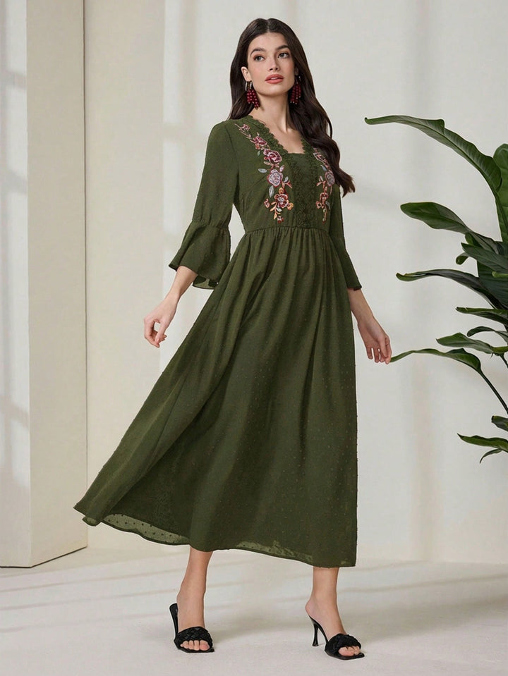 Rochie maxi SHEIN, kaki
