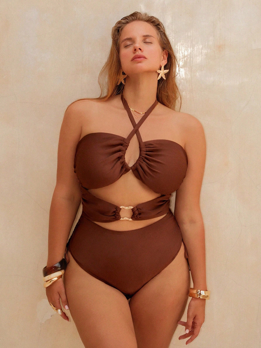 Costum de baie SHEIN, maro