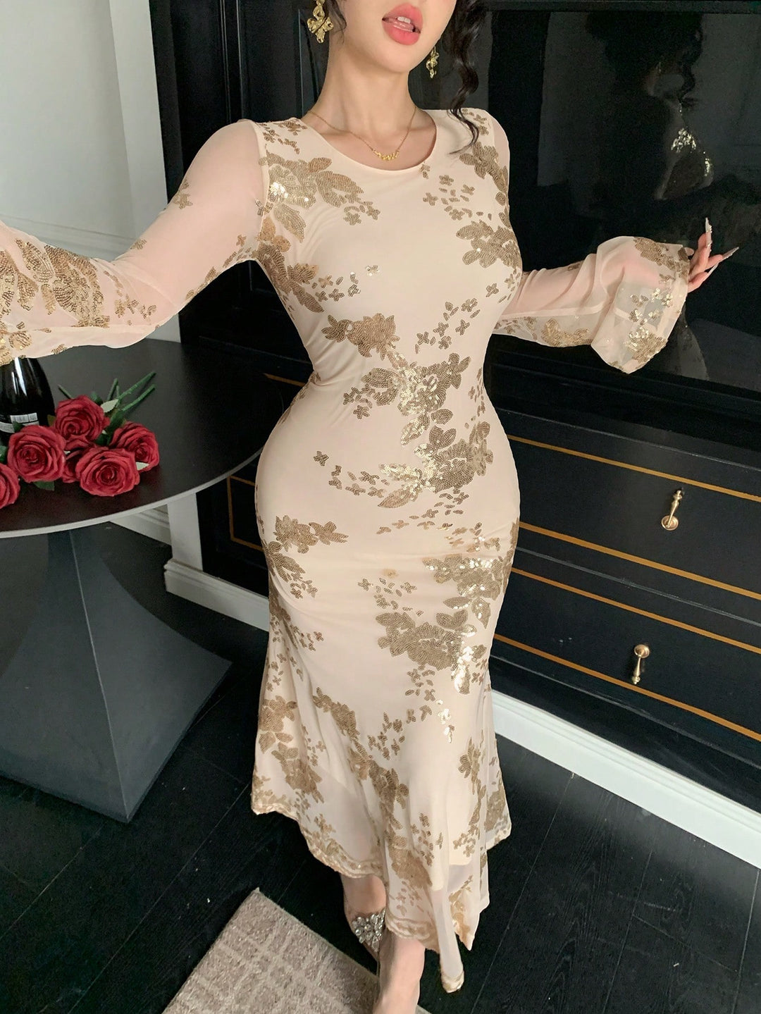 Rochie maxi SHEIN, bej