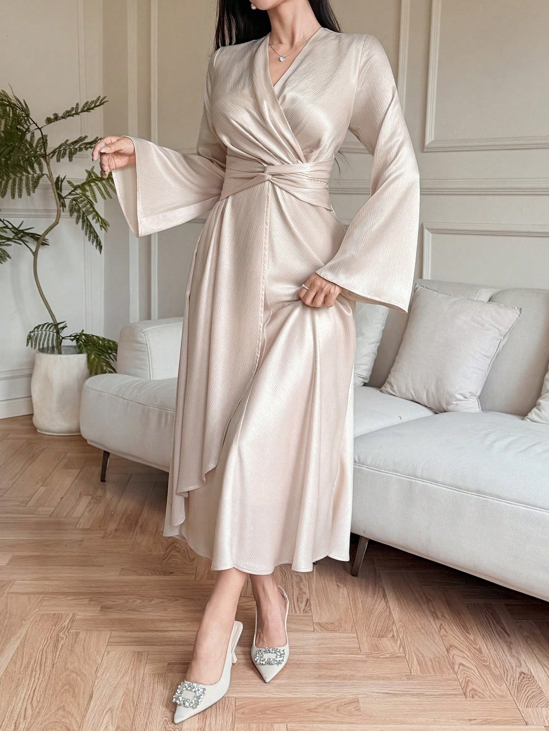 Rochie maxi SHEIN, bej