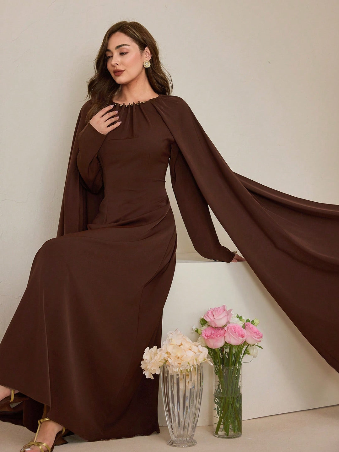Rochie maxi SHEIN, maro