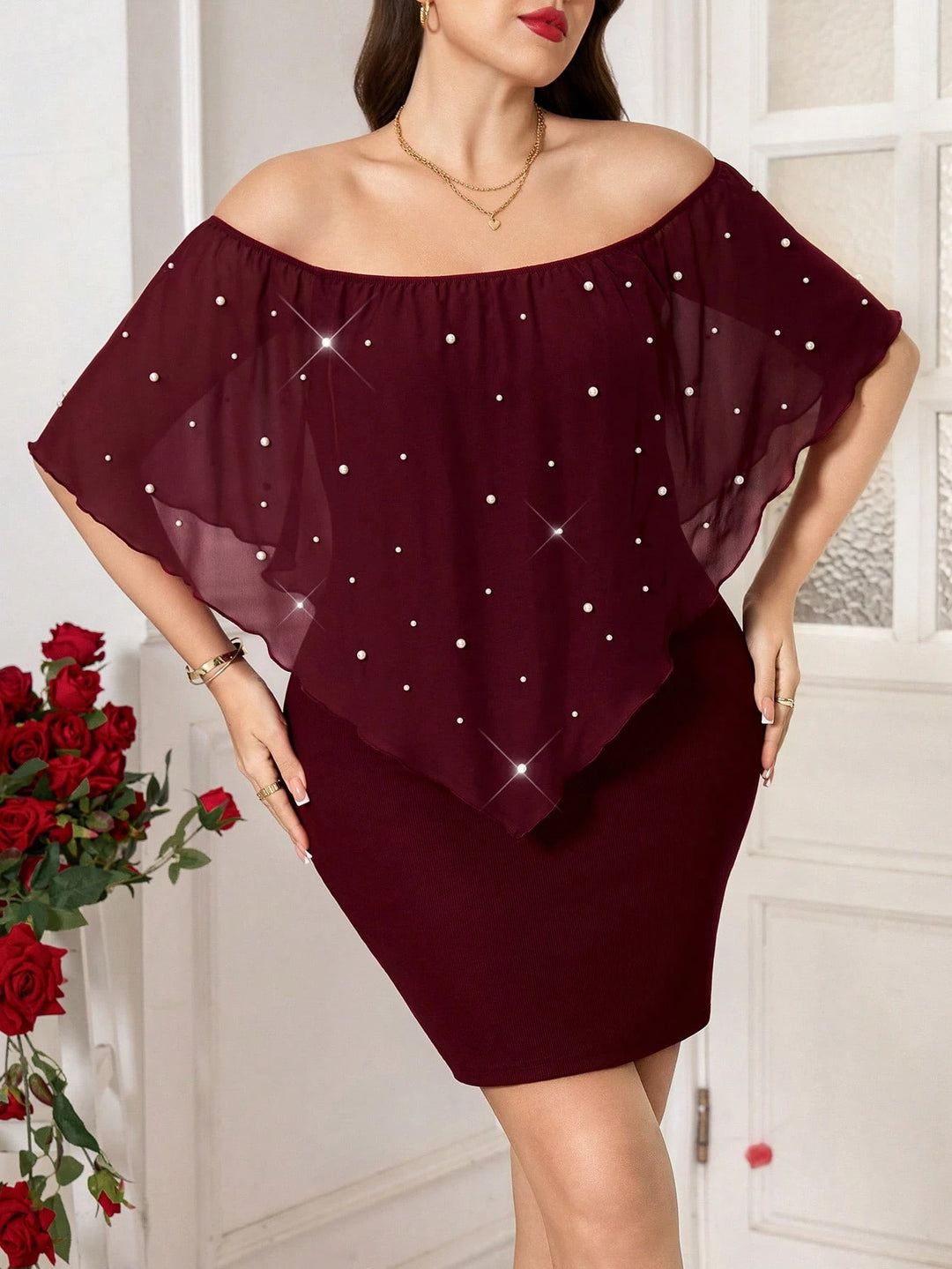 SHEIN bordó miniruha