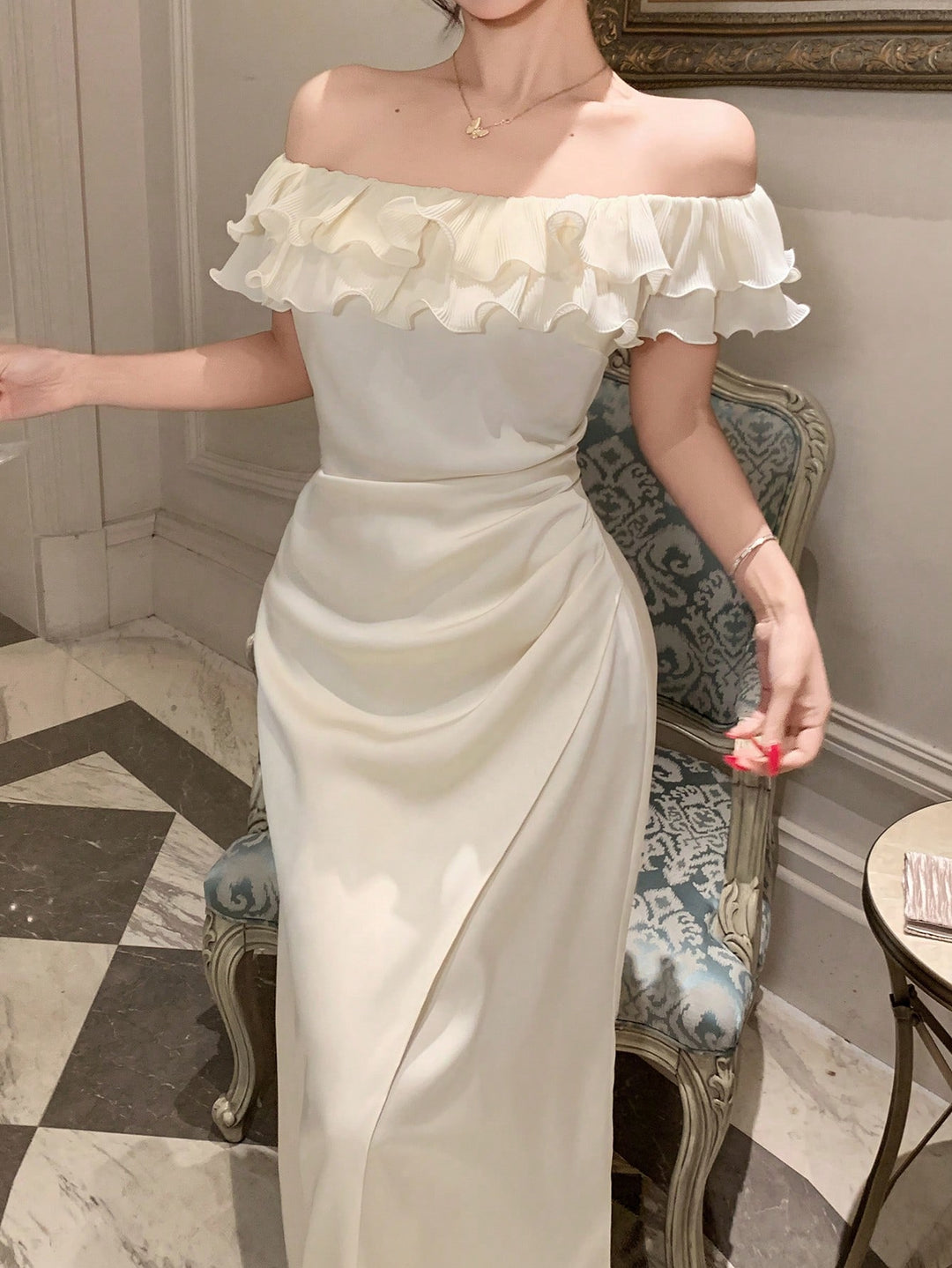Rochie maxi SHEIN, bej