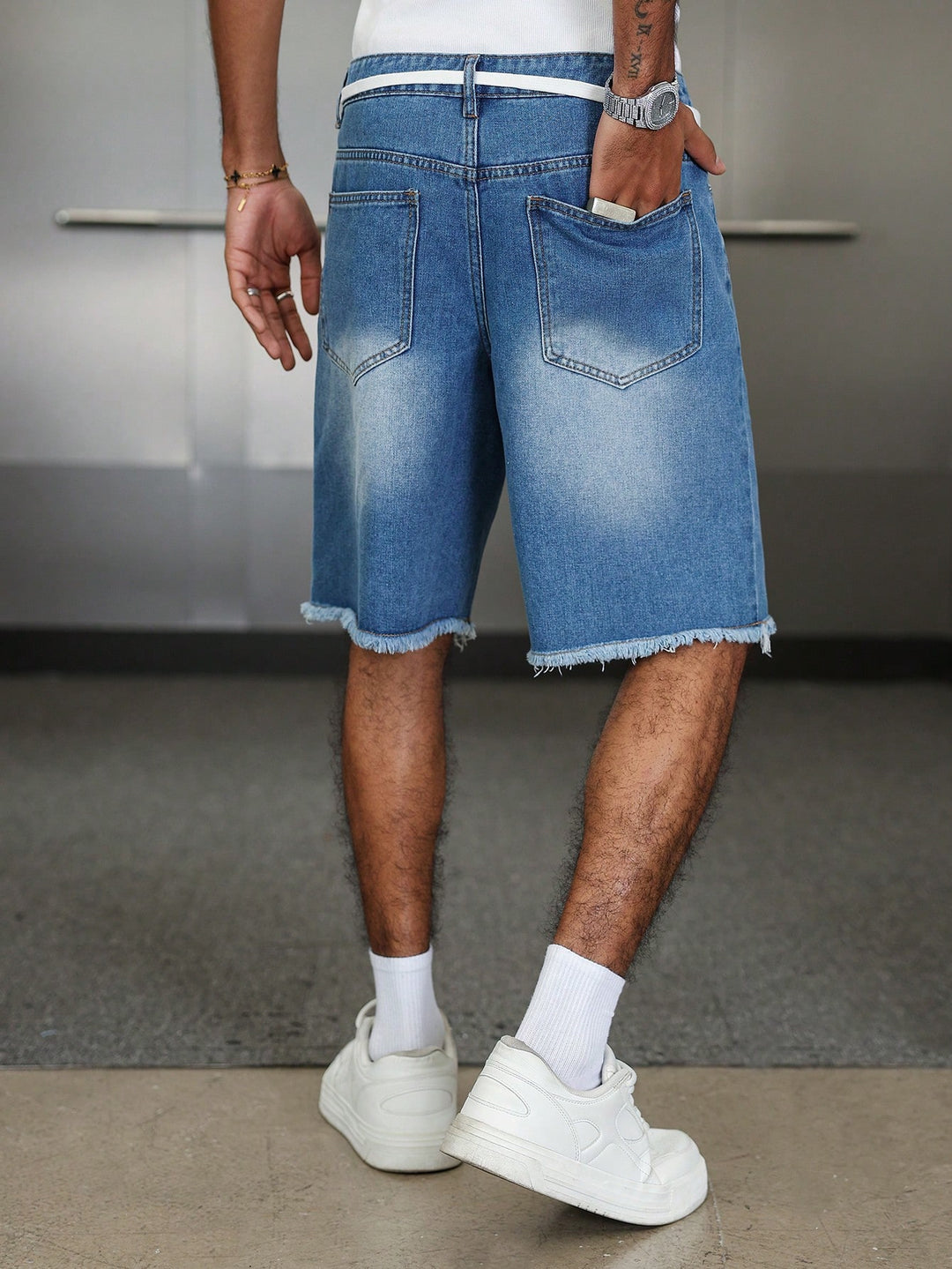 Pantaloni scurți SHEIN, albastru