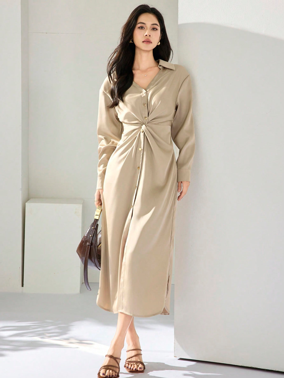 Rochie maxi SHEIN, kaki