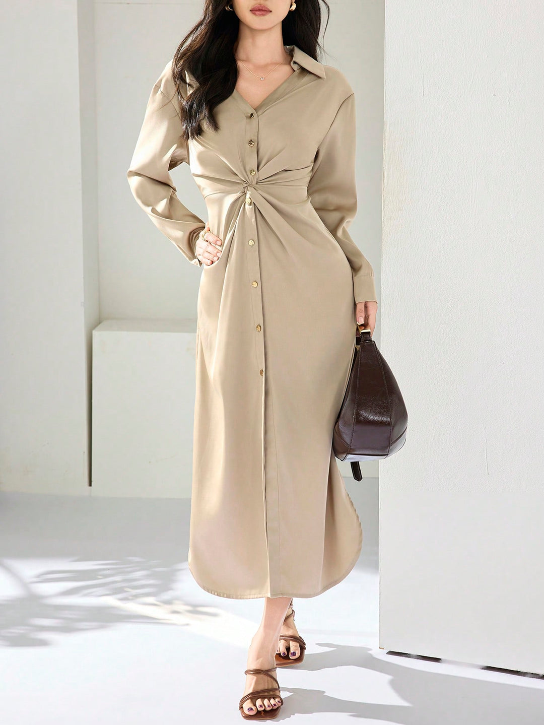 Rochie maxi SHEIN, kaki