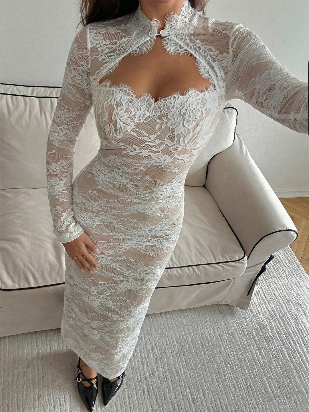 Rochie maxi SHEIN, alb
