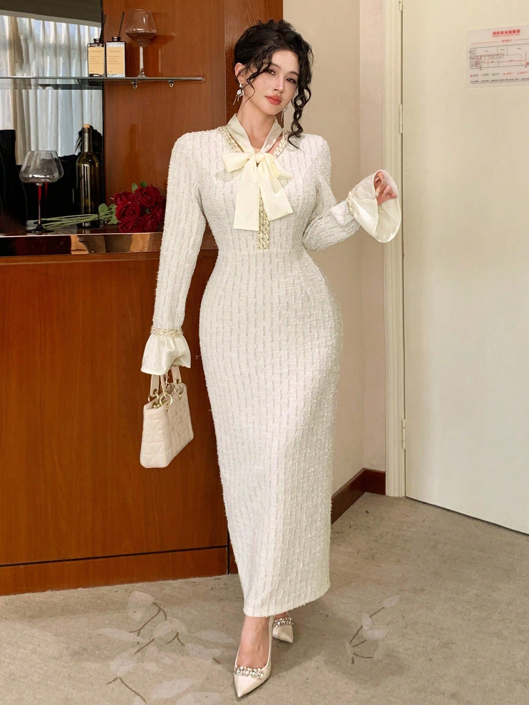 Rochie maxi SHEIN, crem