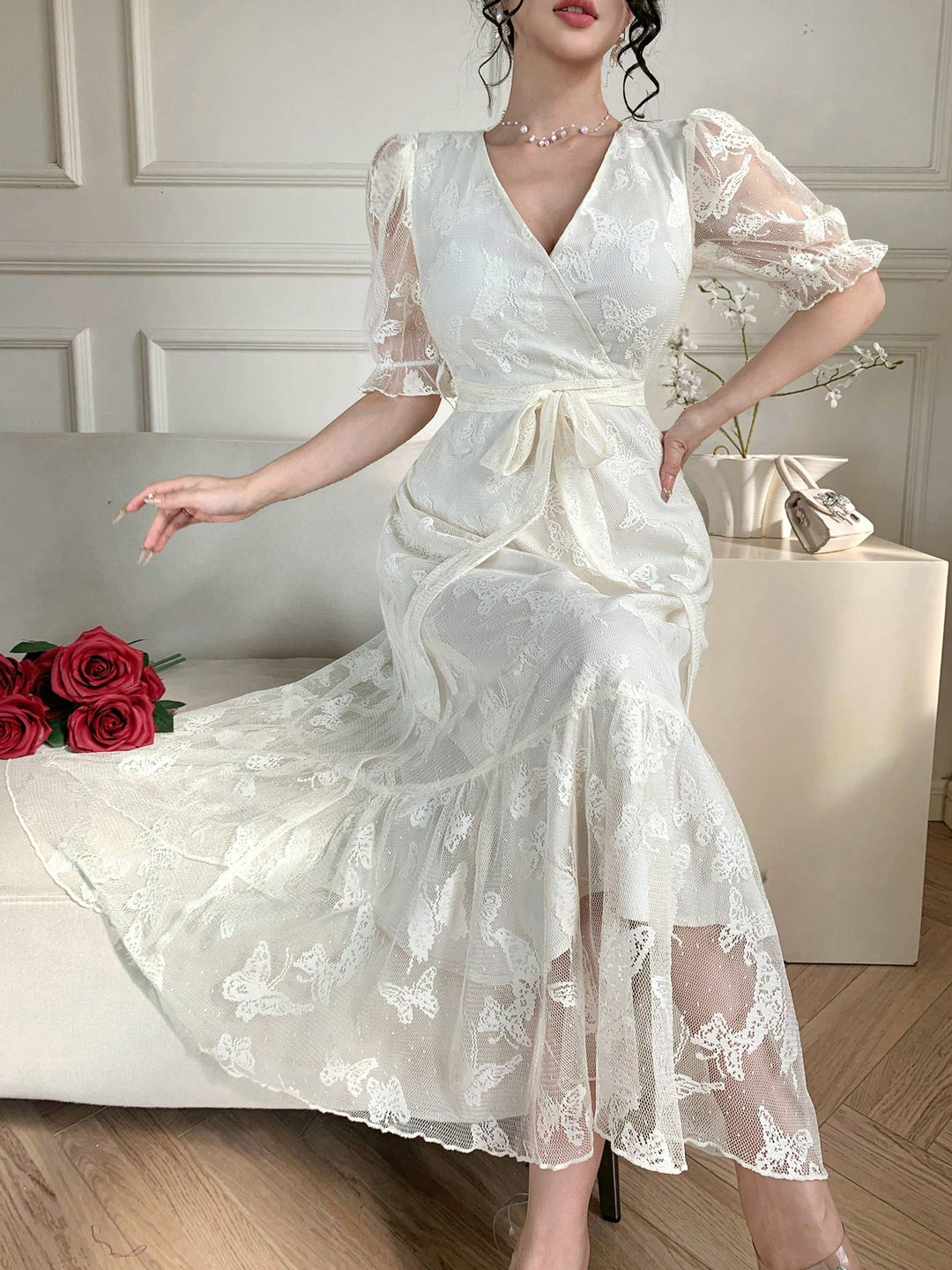 Rochie midi SHEIN, bej