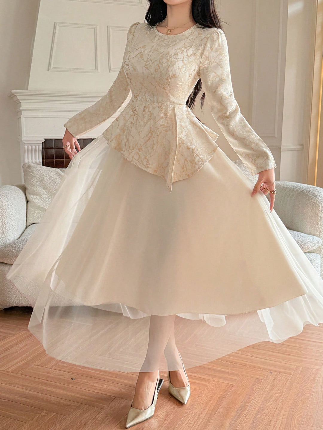 SHEIN maxi ruha, bézs