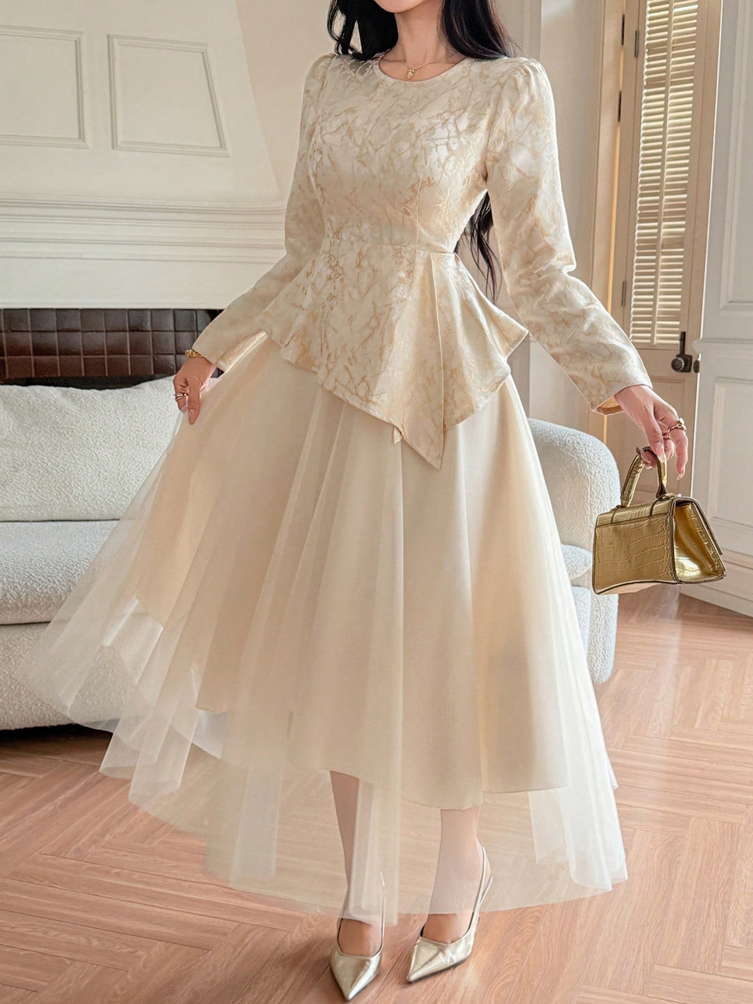 SHEIN maxi ruha, bézs
