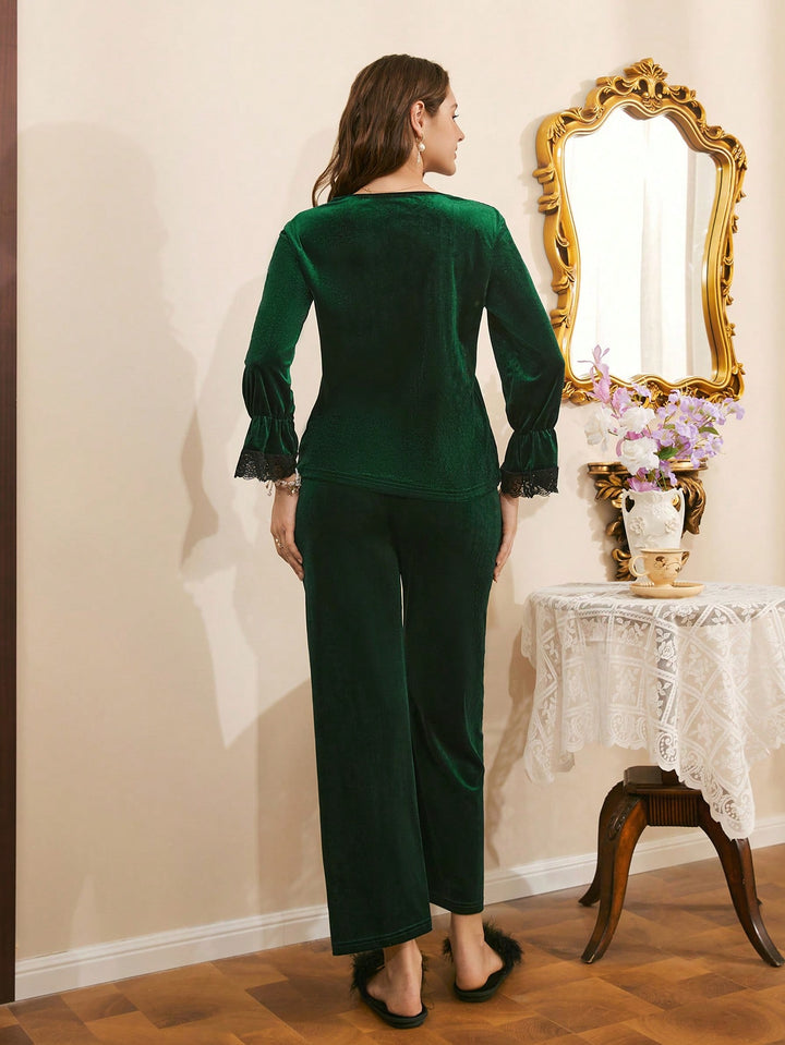 Compleu pijamale SHEIN, verde